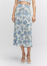 MANGO Lili Midi Skirt in Blue/White Floral UK XXL 2XL (bp313) - £16.26 GBP