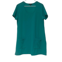 Slinky Brand Womens Plus 1X Shift Mini Dress Green Pockets Side Slits Te... - $20.56