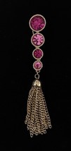 SHADES of PINK Rhinestone TASSEL Vintage Brooch Pin - signed SARAH COVENTRY - £19.95 GBP