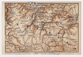 1886 Antique Map Of Oberharz Upper Harz Mountains Harzburg / Germany - £15.76 GBP