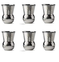 Stainless Steel Moroccan Hammered Tumbler Mughlai Drinking Glass 375ML Set Of 6 - £30.76 GBP