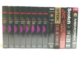 13 LOT (9) RCA (1) TDK (1) JVC (1) Scotch (1) Memorex VHS Blank Video Tapes NEW - £55.72 GBP