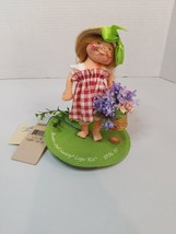 Annalee Toy Doll Society Little Mae Flowers Logo Kid 1996/97 Tags 7 Inch - £13.24 GBP