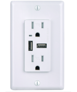 Sunlite 08153USB Charger Duplex Receptacle 15A 125V Outlet 4.6A USB Ports - $35.84 CAD