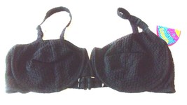 Sunsets Black Textured Bikini Swimsuit Top w/Crochet Like Overlay Size 36E NWT - £28.76 GBP