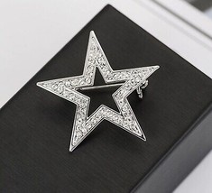 Stunning vintage look silver plated crystal star design brooch broach pin ggg24 - £17.13 GBP