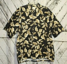 Mens Saddlebred Brown Hawaiian Leaf Button Up Summer Shirt Size XXL Short Sleeve - £13.23 GBP