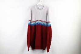 Vintage 90s Streetwear Mens XLT Striped Chunky Ribbed Knit Crewneck Sweater - $59.35