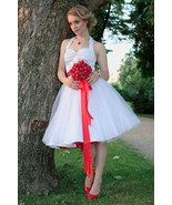 1950 Halter Knee Length Wedding Dresses Bridal Gown - £134.45 GBP
