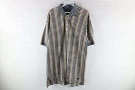 Vtg 90s Streetwear Mens Large Thrashed Striped Color Block Collared Polo... - £23.33 GBP