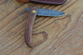 vintage real handmade damascus steel folding knife 5412 - $45.00