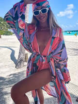 Printed Cardigan Kimono Bohemian Beach Dress Bikini Swimsuit Sunscreen Overcoat - £19.88 GBP