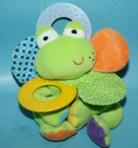 Infantino Frog Soft Baby Toy 7&quot; Teething Rattle Crinkle Mirror Plush 2008 150816 - £6.92 GBP