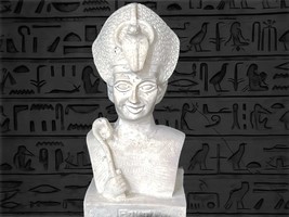 White Marble Carved bust  Egyptian Pharaoh Ramses Statue on Museum Mount, Handma - $159.00