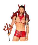 Devil Costume Set Wet Look Hooded Harness Horns Studded Mini Hot Shorts ... - $1,140.26 MXN
