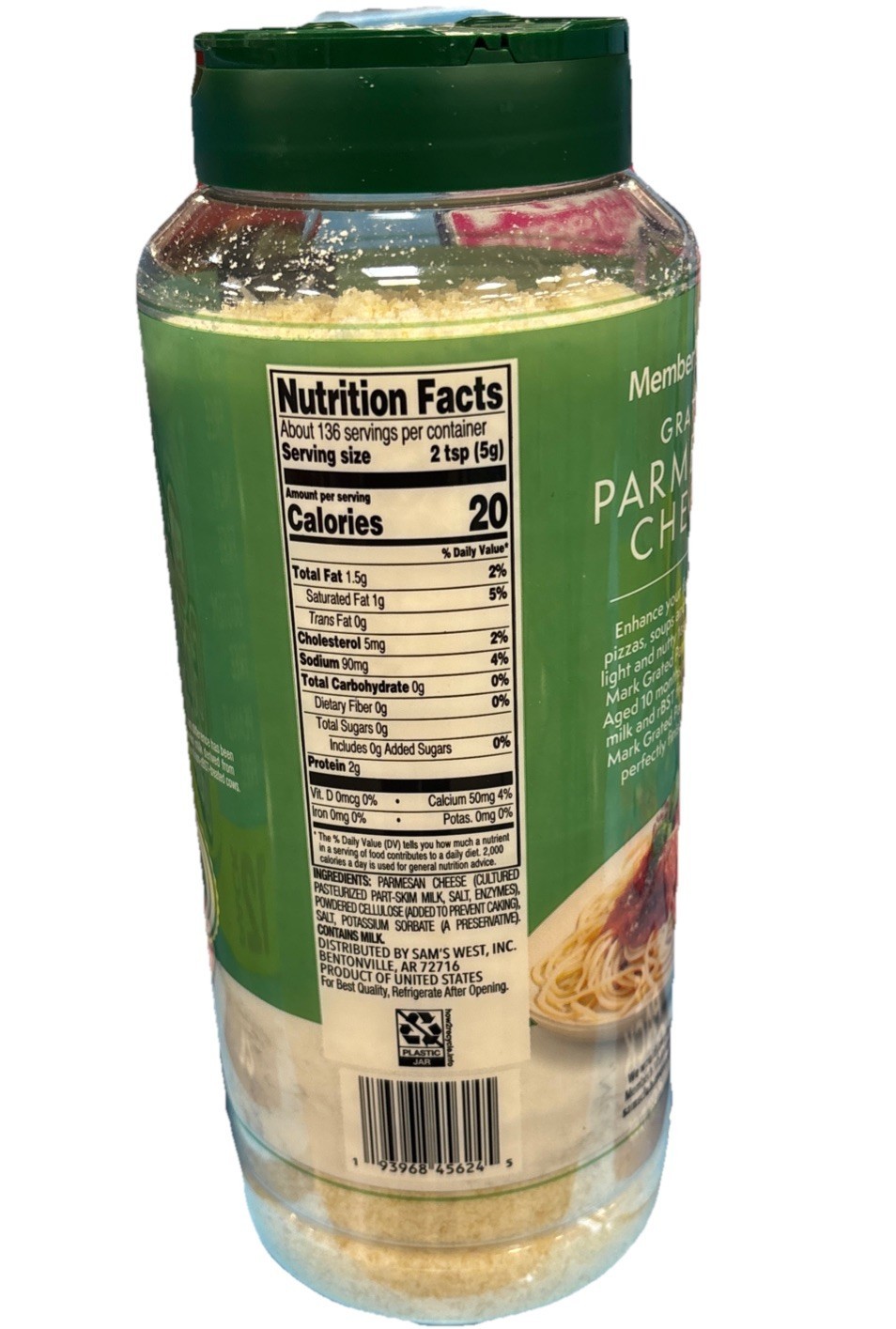 2 Packs Member's Mark Grated Parmesan Cheese, 24 oz. Item image 3