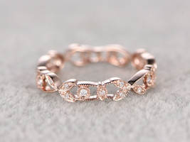 1.10Ct Round Cut Diamond Full Eternity Floral Wedding Ring in 14K Rose Gold Over - £62.02 GBP