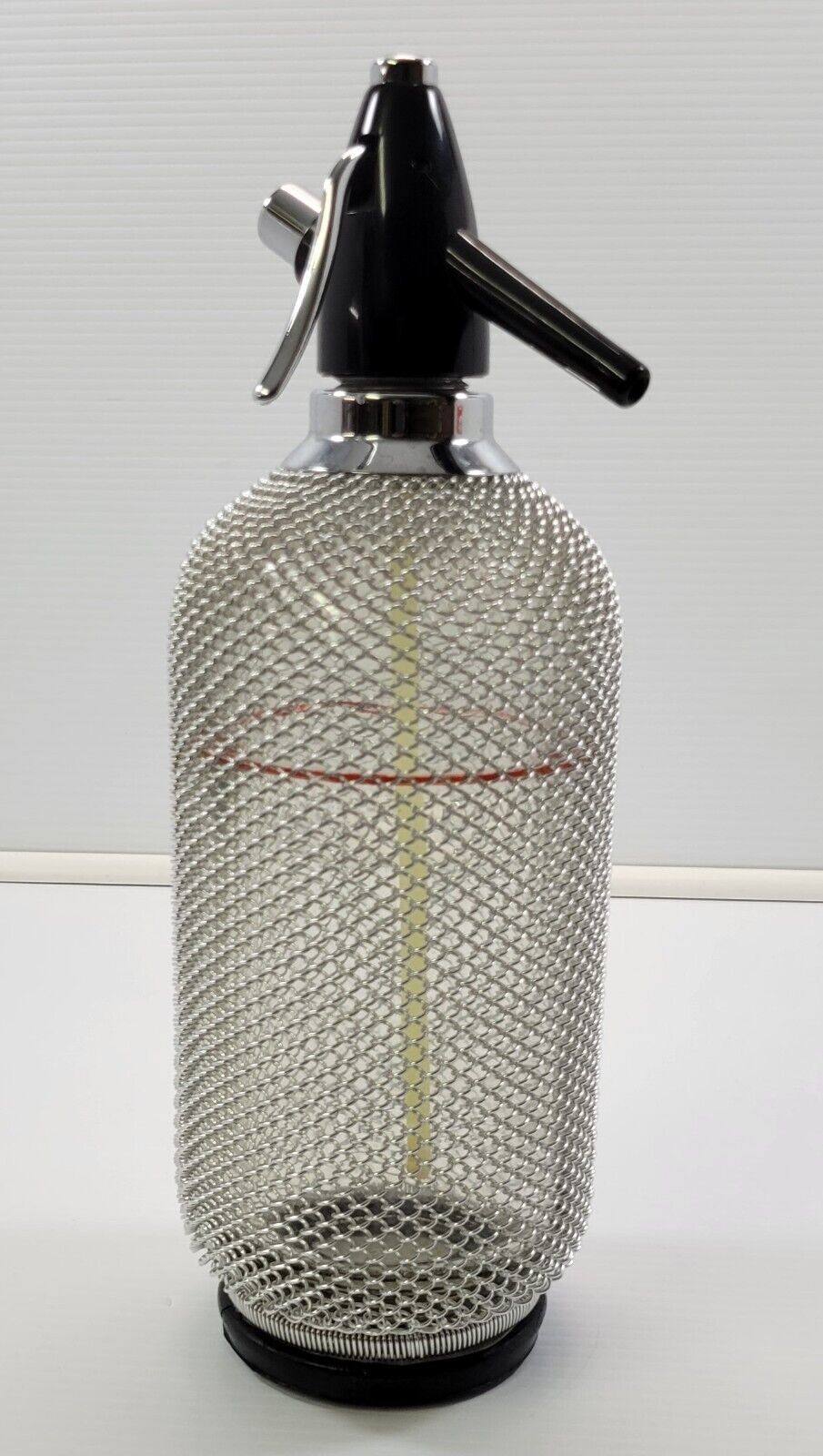 Primary image for B) Vintage Seltzer Soda Siphon Barware Chainmail Wire Mesh Glass Bottle