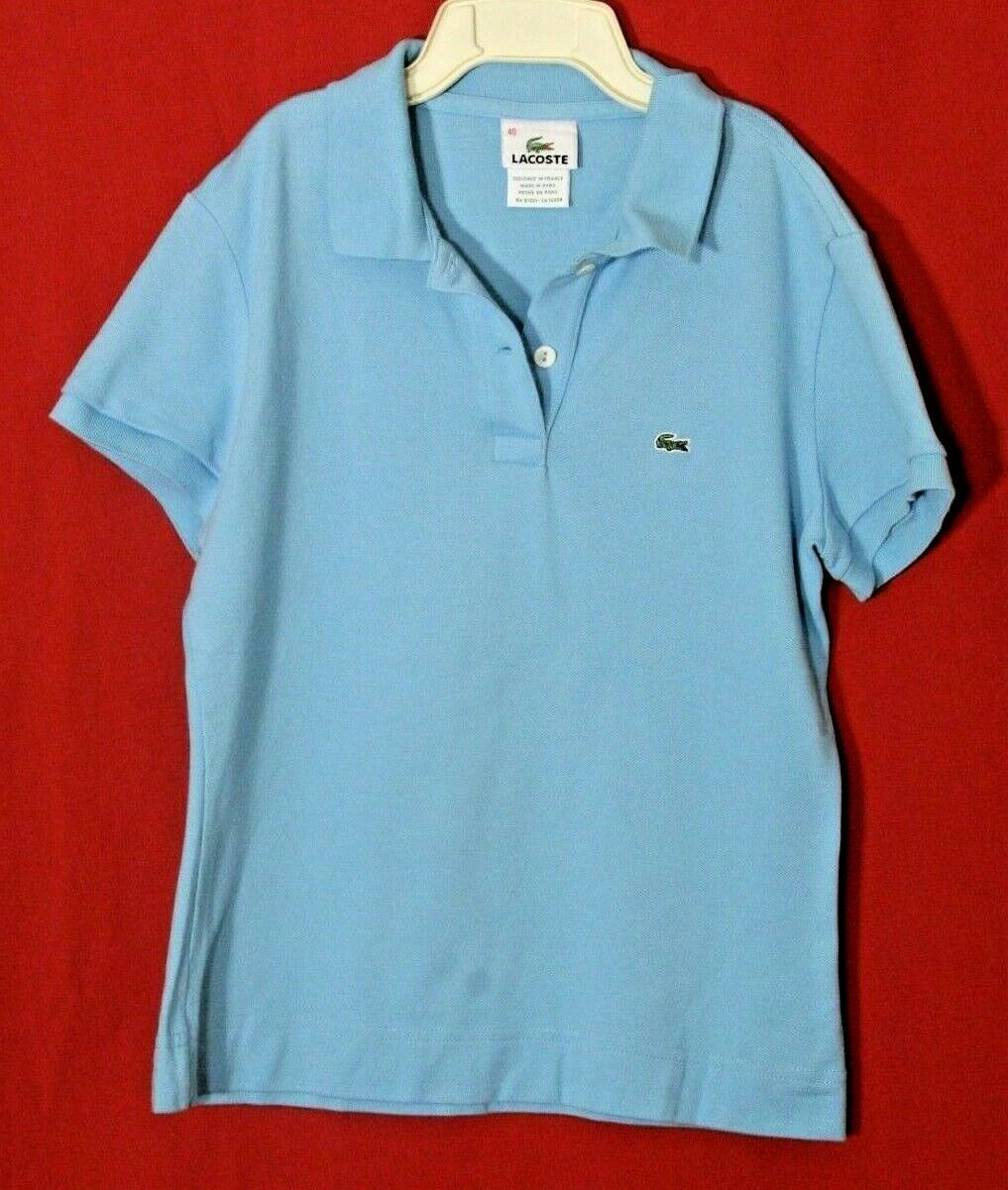 Primary image for Lacoste Women's Preppy Classic Pastel Aqua Polo Golf Shirt Shirt Size 40 US M