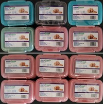 Plastic Snack Containers w/Lock Top Lids 6/Pk, Select: Mixed Colors or Pink - £6.67 GBP+