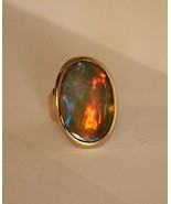 Natural 7 ct Lightning Australian Black Opal 14k Yellow Gold Men&#39;s Women... - $1,497.87