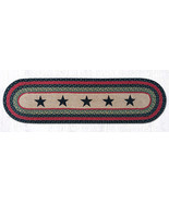 Earth Rugs OP-238 Black Stars Oval Patch Runner 13&quot; x 48&quot; - £39.10 GBP