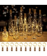 Wine Bottle Lights with Cork 10 Pack 20 LED Waterproof Battery Operated ... - £27.08 GBP