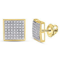 10kt Yellow Gold Mens Round Diamond Square Cluster Earrings 1/3 Cttw - £293.27 GBP