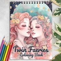 Twin Faeries Spiral-Bound Coloring Book for Adult, Easy and Stress Relief - £14.74 GBP