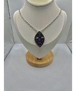 Purple Cz Flower Pendant Silver Chain Necklace - $17.99