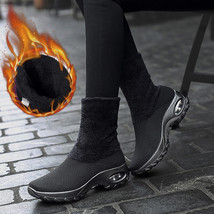 Fashion Air Cushion Women Snow Boots Platform Shoes Warm Mid Calf Sock Botas Soc - £44.05 GBP