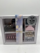 Scunci 6pc Jaw Claw Hair Clip Gift Set Pink Black Clear Small Medium COM... - $5.96
