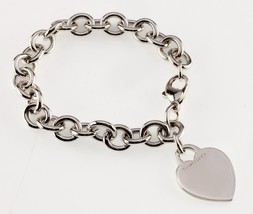 Tiffany & Co. Sterling Silver Blank Heart Tag Charm Bracelet 7.5" - $321.75