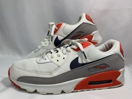 Nike Men’s Air Max 90 Leather Shoes Sneakers White Red Navy Blue Size 14 - £99.46 GBP