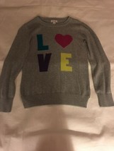 Size Large 10-12 The Children&#39;s Place Gray Grey LOVE Winter Sweater Pullover EUC - £11.22 GBP