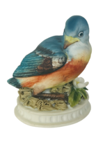 Lefton Eastern Bluebird porcelain miniature figurine blue bird decor vtg... - $29.65