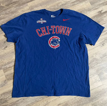 Nike T-Shirt Chi-Town Chicago Cubs Mens XXL Blue Short Sleeve  2016 Cham... - $12.59
