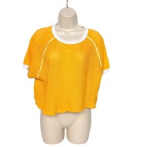 Urban Outfitters Women&#39;s Crop Top Size Medium Solid Gold Sheer Mesh Short Sleeve - £20.40 GBP