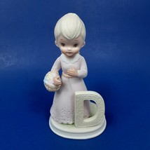 Letter D Initial Girl Figurine Lefton 03451 VTG 1982 4" Fine Porcelain *Repaired - $5.87