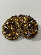 Vintage Arthur Pepper Art Amber And Ab Swirl Brooch Glows! Rare Find! - £36.62 GBP