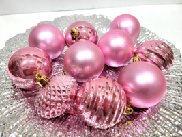 10 Christmas Pink Shabby Chic Plastic Tree Ornaments Home Decor 2.75&quot; - £13.55 GBP