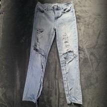 Almost Famous Premium Jeans Size 3 Distressed Destroyed Denim Light Wash - $47.99