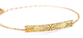 14K 9K Bohemian Geometric Bar Bracelet,Solid Gold Unique Engraved Bar bracelet - £224.45 GBP+