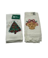 Vtg. Hand Guest Finger Tip Towel Holiday New with Tags Lot of 2 Cloth Ch... - $21.80