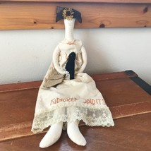 Estate Long Handmade Folk Art Kindred Spirit Doll with Cream Dress Black Crow  - £14.82 GBP