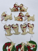Vintage Composite White Scottish Scottie Terrier Christmas Ornaments x 12 - £57.57 GBP