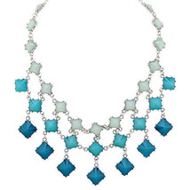 Diamond Shaped Jewel Necklace Aqua Fashion Jewelry Colored Stone Free Shipping - £20.07 GBP