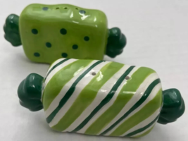 Christmas Wrapped Hard Candy Salt Pepper Shakers Holiday Ceramic Novelty 3 1/2&quot; - $9.99