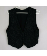 Mix It Women&#39;s Black Beaded Sleeveless Vest Size Large - $19.79