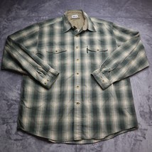 Field &amp; Stream Shirt Mens L Green Flannel Long Sleeve Button Up Casual Hike - $18.69